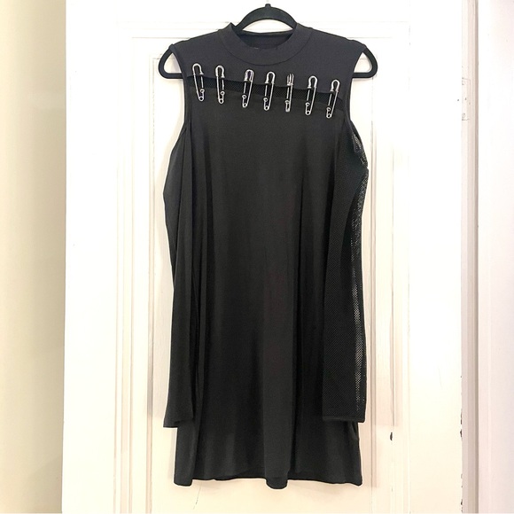 Killstar Zazzel Long Sleeve Safety Pin Black Mesh Mini Dress, Size XXL, NWT - Picture 5 of 12